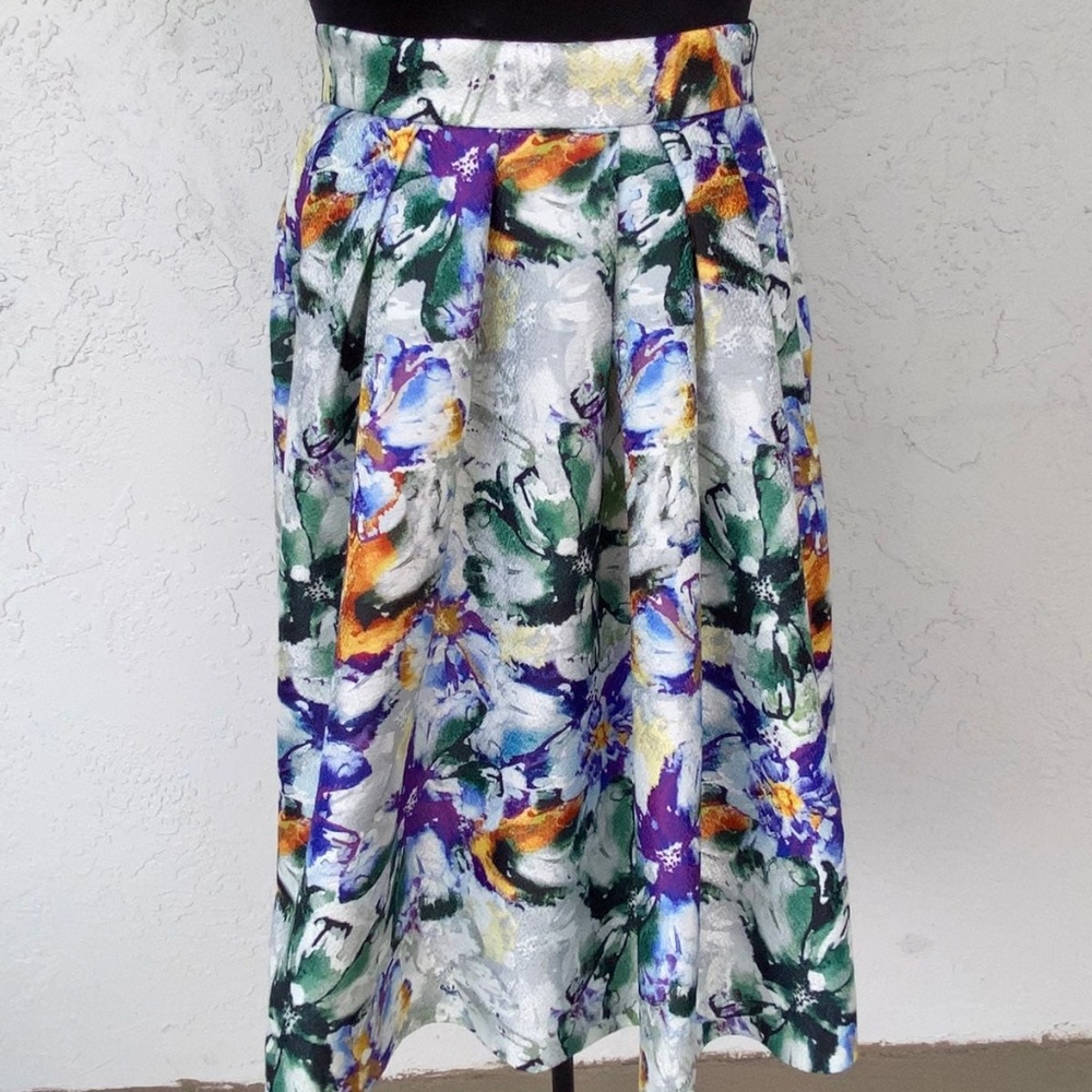 H&M Floral Midi Pleated Skirt